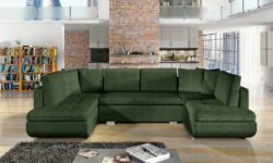 Narożnik rozkładany Argent U w tkaninie Trinity-15 i Soft-17 w nowoczesnym salonie
