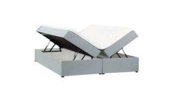 Łóżko tapicerowane Arsizio 120x200 w nowoczesnym stylu z pojemnikiem na pościel i topperem