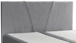 Łóżko tapicerowane Box Spring Glam 160x200 w nowoczesnym stylu z pojemnikami na pościel i topperem