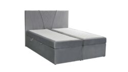 Łóżko tapicerowane Box Spring Glam 160x200 z pojemnikami na pościel i topperem 4 cm