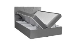 Łóżko tapicerowane Box Spring Soft 160x200 z dwoma pojemnikami na pościel w nowoczesnym wnętrzu