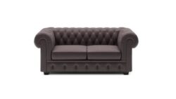 Sofa Chesterfield 2 osobowa w klasycznym stylu angielskim z głębokim pikowaniem i naturalną skórą