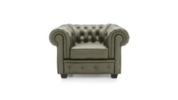 Fotel Chesterfield z naturalnej skóry w klasycznym angielskim stylu z głębokim pikowaniem