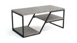 Stolik kawowy Ellie z czarnym metalowym stelażem i laminowanym blatem w stylu industrialnym