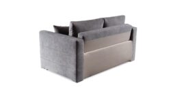 Sofa rozkładana Fun w jasnoszarym kolorze z miękkimi poduszkami i pojemnikiem na pościel