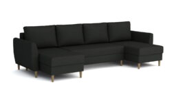 Narożnik U rozkładany Ibis E1 w tkaninie Casablanca-2307, nowoczesny i komfortowy mebel z pojemnikami na pościel