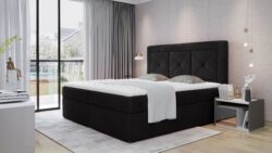 Łóżko kontynentalne Idris 140x200 w tkaninie Matt Velvet-99 z wysokim tapicerowanym zagłówkiem
