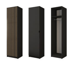 Szafa modułowa Jaxon 50 z gładkim czarnym matowym frontem o wymiarach 50x216x57 cm