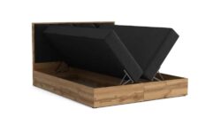 Łóżko kontynentalne Tulonwood 120x200 w tkaninie Kronos-07 z pojemnikami na pościel i topperem