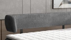 Łóżko tapicerowane Nobile 140x200 z unikatowym zagłówkiem na metalowych wspornikach w nowoczesnym stylu