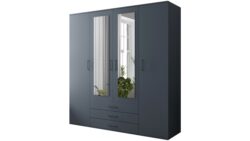 Szafa uchylna Omega 200 w kolorze niebieskim z lustrzanymi frontami i niebieskimi uchwytami