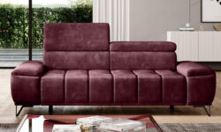Nowoczesna sofa Palladio 2 osobowa w tkaninie Monolith-69 z ruchomymi zagłówkami i czarnymi metalowymi nóżkami