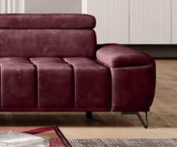 Nowoczesna sofa Palladio 2 osobowa w tkaninie Monolith-69 z ruchomymi zagłówkami i czarnymi metalowymi nóżkami