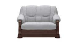 Sofa Parma 2 osobowa w tkaninie Monolith-2 z drewnianymi zdobionymi bokami i nóżkami