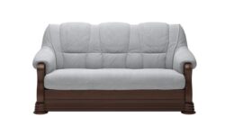 Sofa Parma 3 osobowa w tkaninie Monolith-2 z drewnianymi zdobionymi bokami i nóżkami