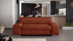Kanapa nierozkładana Porto 2 w tkaninie Soro-76 o nowoczesnym, minimalistycznym designie