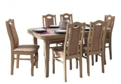 Stół rozkładany S4 FORNIR 140x80 cm z drewnianymi nogami i blatem pokrytym fornirem