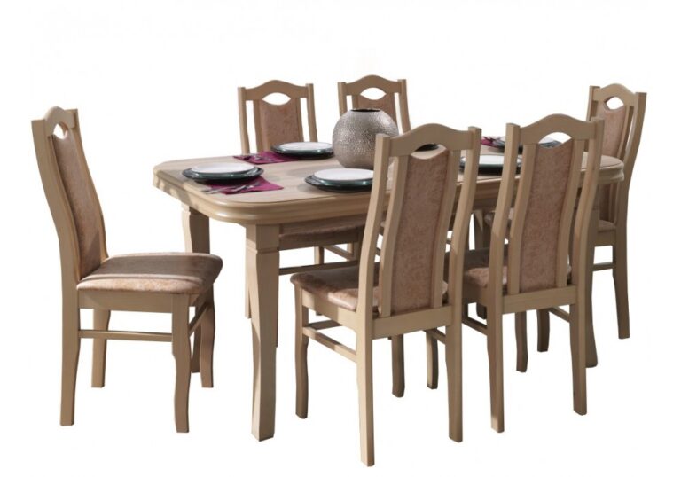 Stół rozkładany S4 FORNIR 140x80 cm z drewnianymi nogami i blatem pokrytym fornirem
