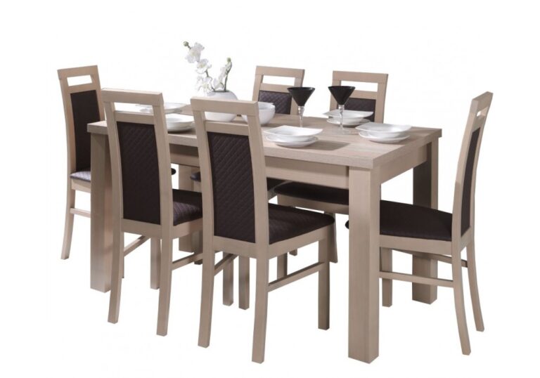 Stół rozkładany S6 120x80 cm z wkładką 40 cm, blat laminowany z obrzeżem PCV, nogi z drewna bukowego
