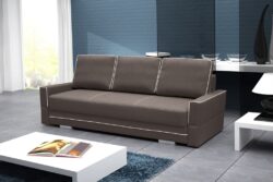 Kanapa rozkładana Samanta B tapicerowana tkaniną Inari 27 i Soft 017 na chromowanych nóżkach