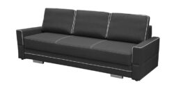 Kanapa rozkładana Samanta B w tkaninie Inari-100 i Soft-17 z chromowanymi nóżkami na tle jasnego wnętrza