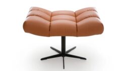 Puf Sensi z naturalnej skóry Lemans L6 w czarnym metalowym stelażu, elegancki dodatek do salonu