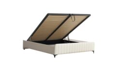 Łóżko tapicerowane Soul 120x200 w tkaninie Louise-661 z wysokim wezgłowiem i pojemnikiem na pościel