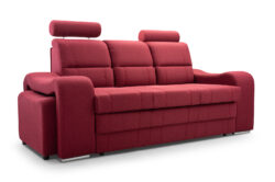 Sofa rozkładana Wenus w tkaninie Malmo 63 na chromowanych nóżkach z funkcją spania i pojemnikiem na pościel