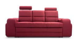 Sofa rozkładana Wenus w tkaninie Malmo 63 z funkcją spania i pojemnikiem na pościel na chromowanych nóżkach