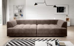 Sofa elektryczna Tiga w tkaninie Riviera-16 z funkcją spania i regulowanymi siedziskami