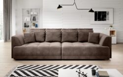 Sofa elektryczna Tiga w tkaninie Riviera-16 z funkcją spania i regulowanymi siedziskami