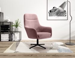 Fotel obrotowy Polo w tkaninie Matt Velvet 63 czarny z metalową podstawą na białym tle