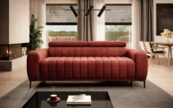 Sofa rozkładana Gandi 120 w tkaninie Run Again-55 z regulowanymi zagłówkami i metalowymi nogami