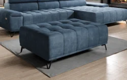 Nowoczesny czarny puf Palladio z tkaniny Palladium-13 w stylowym salonie