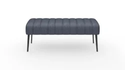 Tapicerowany puf Alto w tkaninie Ilias-2 na białym tle, nowoczesny design z czarnymi nogami