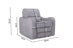Fotel Wenus z pojemnikiem w tkaninie Largo-12, wymiary 90x92x91 cm, nowoczesny design z chromowanymi nóżkami
