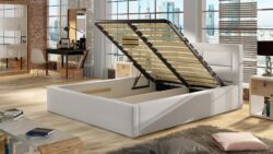 Łóżko tapicerowane Rosano 140x200 z pojemnikiem na pościel w tkaninie Soft-17, nowoczesny design