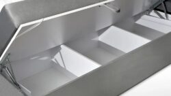 Łóżko tapicerowane Box Spring Soft 160x200 z otwartym pojemnikiem na pościel i topperem 4 cm