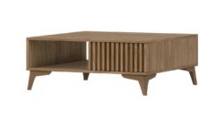 Stolik kawowy Entsian w kolorze dąb artisan z szufladą i półką, nowoczesny design do salonu