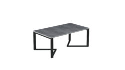 Stolik kawowy Gavino z laminowanym blatem i czarnymi metalowymi nogami w stylu industrialnym