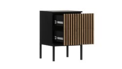 Stolik nocny Meorati z szufladami w kolorze dąb artisan, nowoczesny mebel do sypialni