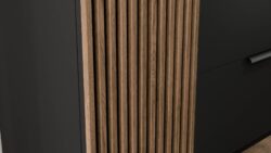 Witryna Meorati z trzema drzwiami w kolorze czarny mat i dąb artisan, nowoczesny design