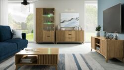 Witryna Entsian z dwoma parami drzwi, dąb artisan, nowoczesny design i funkcjonalne szuflady
