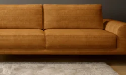 Sofa rozkładana Capitol w tkaninie Poso-1 z czarnymi metalowymi nogami i pojemnikiem na pościel