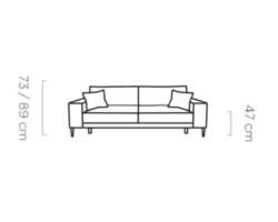 Sofa rozkładana Capitol w tkaninie Poso-1 z metalowymi nogami i pojemnikiem na pościel