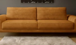 Sofa rozkładana Capitol w tkaninie Poso-1 z metalowymi nogami i pojemnikiem na pościel