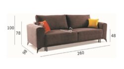 Kanapa rozkładana Enormus w tkaninie Poso-06 z wymiarami 260x98x100 cm i funkcją spania