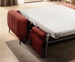 Sofa rozkładana Gandi 120 w tkaninie Run Again-55 z regulowanymi zagłówkami i metalowymi nogami