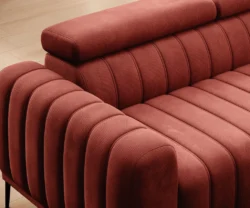 Sofa rozkładana Gandi 120 w tkaninie Run Again-55 z regulowanymi zagłówkami i metalowymi nogami