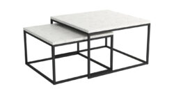 Stolik kawowy Gino z czarnym metalowym stelażem i laminowanym blatem w stylu industrialnym